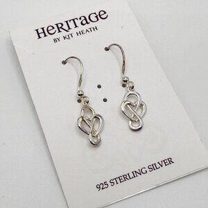 Sterling Silver Celtic Looped Heart Drop Earrings "Cara" Heritage Kit Heath NEW